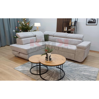 Narożnik Aston bonell 275x202 lewy spania codzienne sztruks szary od ręki